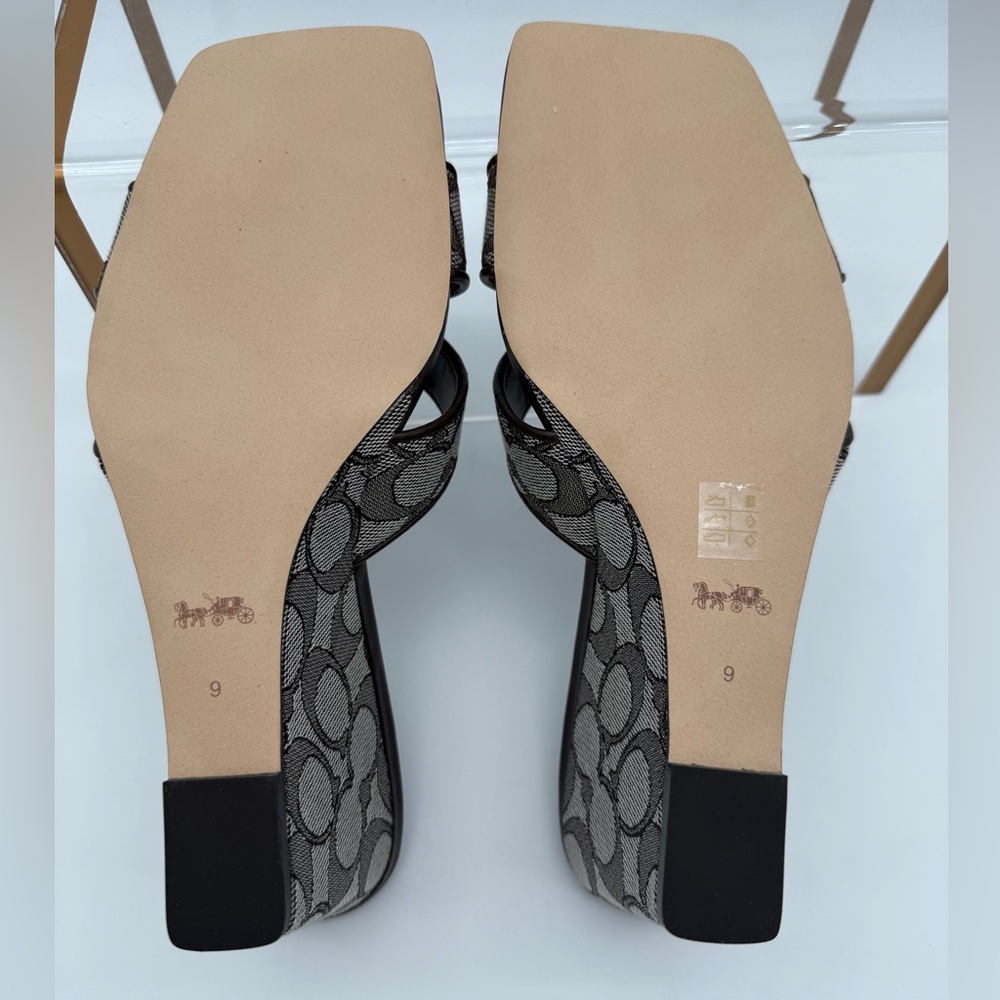 Coach Wedge Sandal In Signature Jacquard Oak Maple - Picture 7 of 12
